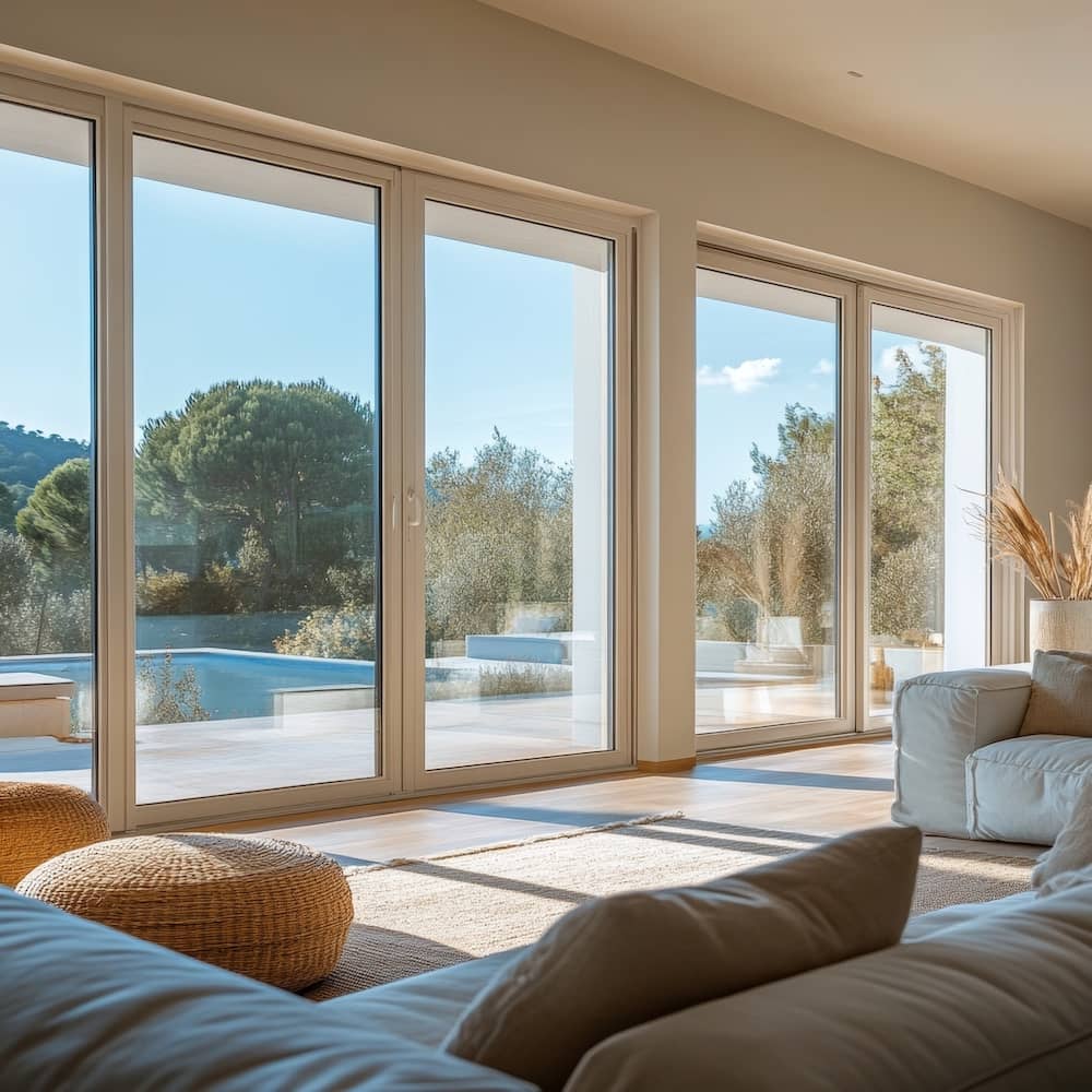 interno di una casa moderna con focus sulle finestre con serramenti in pvc